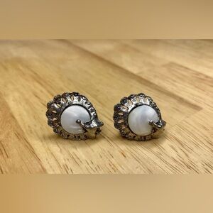 Vintage MOP Peacock Earrings Screw Back Unmarked